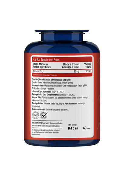 One Up Çinko Pikolinat 15 Mg 60 Tablet