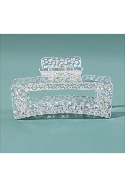 Genel Markalar Kadın Şeffaf Renk Papatyalı Mandal Toka