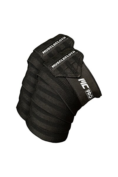 MUSCLECLOTH Pro Knee Wraps Knee Bandage 2-Pack - Black with Velcro Tape