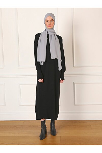 Refka Tricotaje negre Rochie Hijab - Decolteu