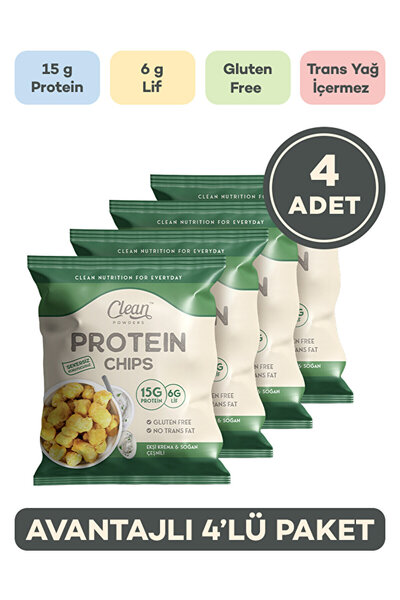 Clean Powders Protein Chips 50 Gr Sağlıklı Atıştırmalık Ekşi Krema Soğan 4 Adet