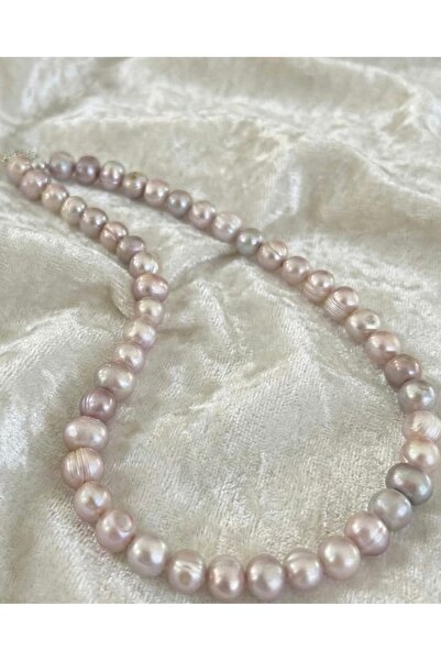 Zokak Sertifikali Gerçek Pembe Inci Kolye 925 Ayar Gümüs Dogal Tas Pembe Inci...