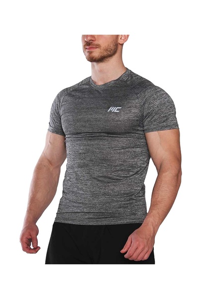 MUSCLECLOTH Pro Stretch Kısa Kollu T-Shirt Füme