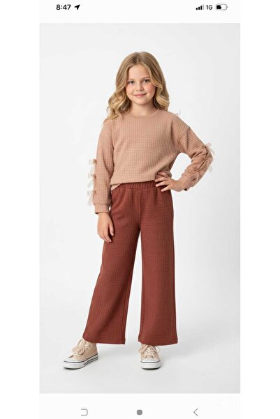 Via Κοριτσίστικο Σετ Παντελόνι με Φιόγκο και Λάστιχο στη Μέση, Υφαντό Παντελό...