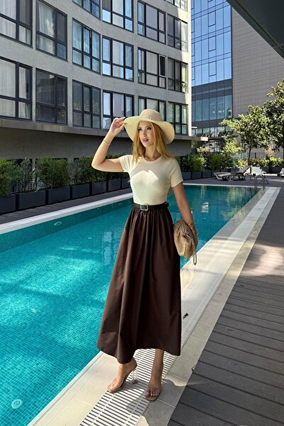 Angel Mia فستان ماريا بحزام بني