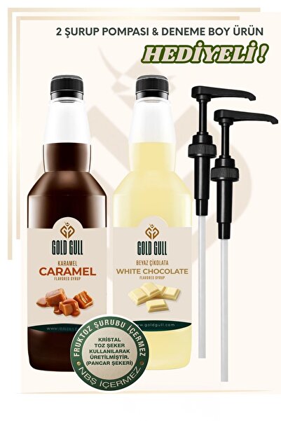 gold gull Beyaz Çikolata & Karamel Aromalı Kahve & Meyve Şurubu 2 X 700 Ml.