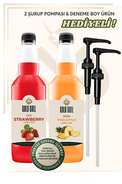 gold gull Ananas & Çilek Aromalı Kahve & Meyve Şurubu 2 X 700 Ml.