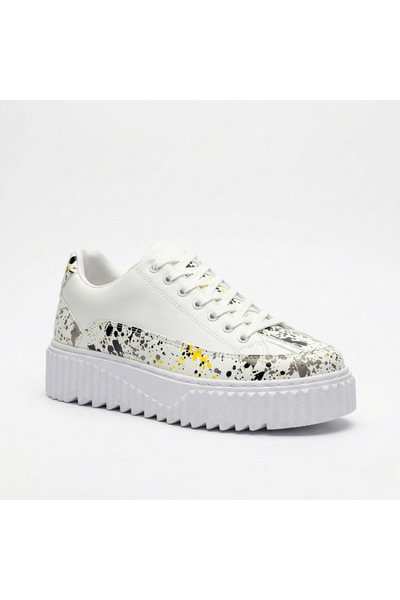 BESKAR Pantofi pentru bărbați cu talpă înaltă, cu model galben și negru - Pan...