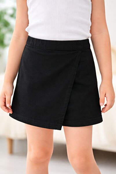 woorage cuties Kız Çocuk Siyah Şort Etek %100 Pamuk Gabardin | Şık ve Rahat S...