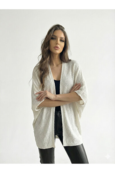 ribana سترة صوفية نسائية صيفية مخرمة ومزينة بشراشيب كريمية