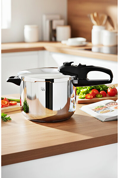 Carl Schmidt Sohn Oală sub presiune germană din oțel inoxidabil, 6 l, cu turb...