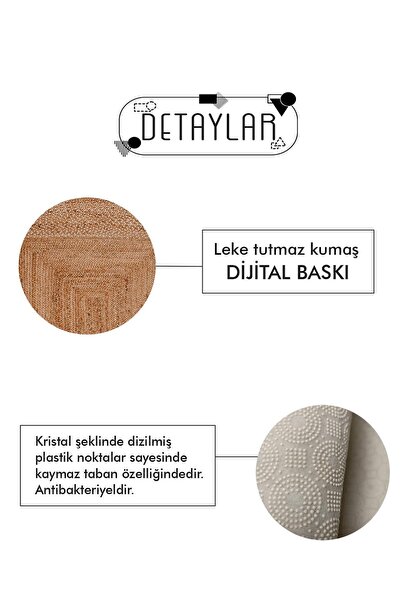 Decomia Home Dijital Yıkanabilir Kaymaz Gri Antrasit Oval Mutfak Halısı Mutfak Dekorasyon