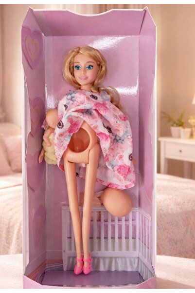 FEYSSHOP Hamile Bebek Oyun Seti - Karnı Açılabilen Bebekli Anne Bebek Seti