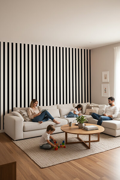dreamwall Siyah Beyaz Geometrik Desenli Isı Ve Ses Yalıtımlı Sağlıklı Tekstil...