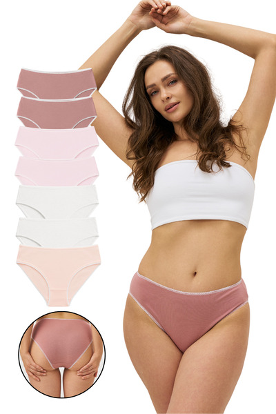 PAMORA Kadın Pamuklu 7’li Likralı Slip Külot – Günlük Rahat İç Giyim