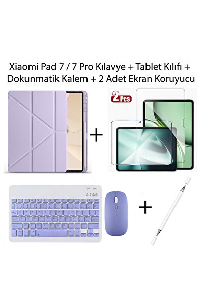 Yesnıce Xiaomi Pad 7 / 7 Pro Uyumlu Standlı Kılıf Ve Dokunmatik Kalem Ve Klav...