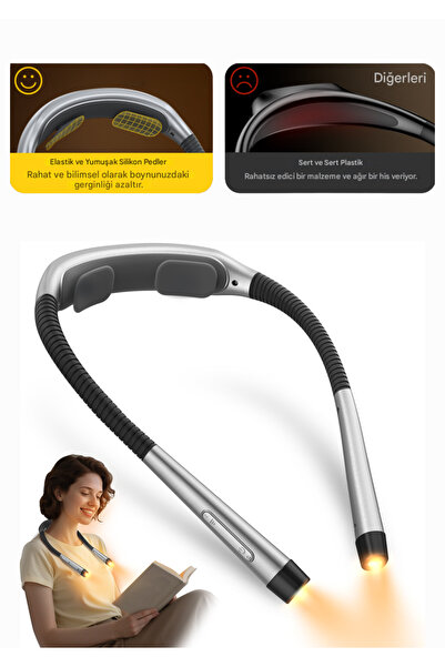 Asfal Şarjlı Boyun Tip LED Okuma Lambası 3 Renk Sıcaklığı 5 Parlaklık Seviyes...