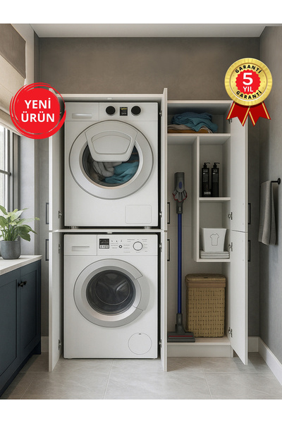 dorpek Tani Kapaklı Çamaşır ve Kurutma Makinesi Dolabı & Rovi Banyo Dolabı, Ü...