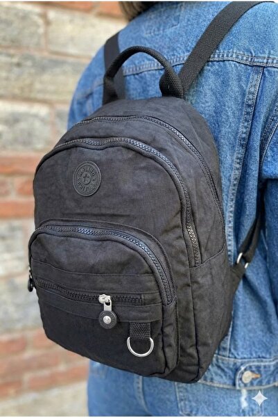 PurpleART Kadın Kırinkıl Kumaş Çok Bölmeli Günlük Sırt Çantası Krinkıl Çanta