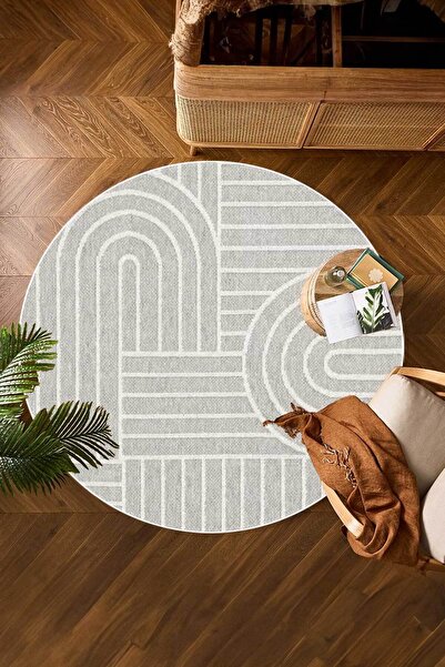 Decomia Home Covor de living lavabil, anti-alunecare, digital, gri nordic, be...