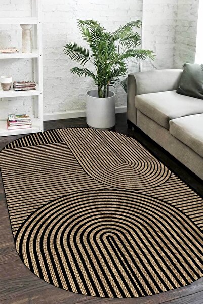 Decomia Home Digital Non-Slip Washable Nordic Jute Look Oval Living Room Carp...