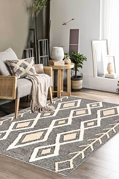 Decomia Home سجادة مطبخ رقمية قابلة للغسل ومضادة للانزلاق باللون الرمادي والب...