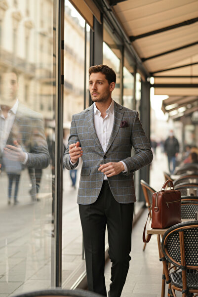 Frappoli Чоловічий чорний плед Vestore спортивний піджак з монокомірним комір...