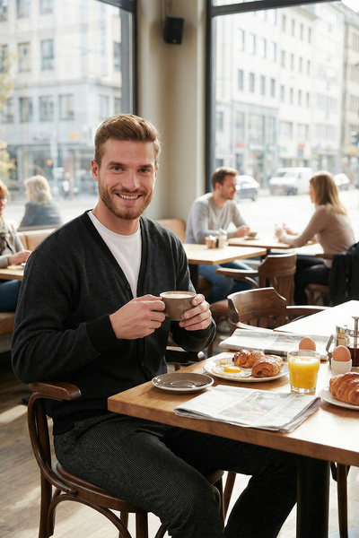 Buratti كارديجان رجالي من القطن بقصة عادية وأزرار وياقة على شكل V 456205