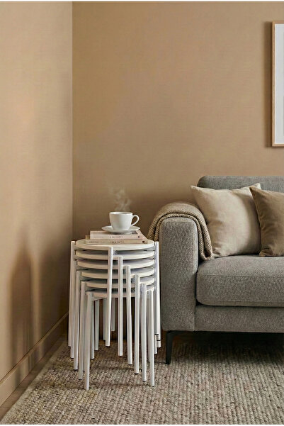 VİLİNZE Ay Metal Çok Amaçlı Zigon Tabure (6 Adet)