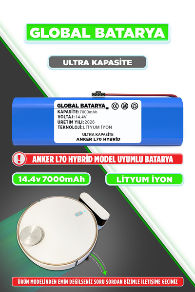 GLOBAL BATARYA Eufy RoboVac L70 Hybrid  Uyumlu Akıllı Robot Süpürge Bataryası...