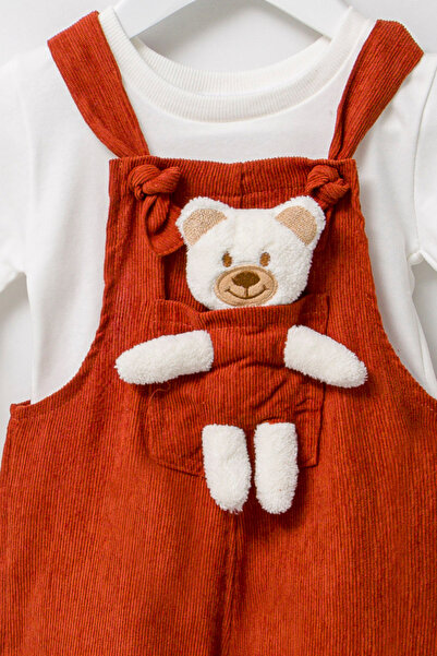 Pollito Unisex Boy Çizgi Fitilli Teddy Oyuncaklı 2'li Salopet