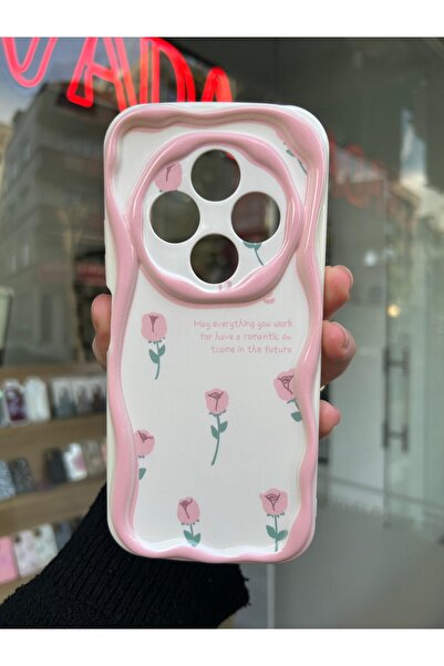 OVADA XIAOMI REDMI 14C Uyumlu Kamera Korumalı Dalga Kenarlı Gül Baskılı Silik...