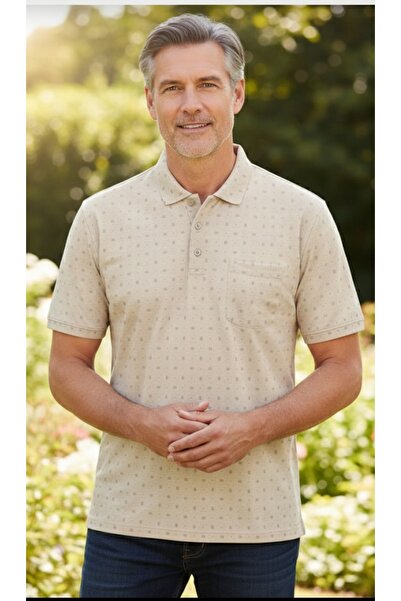 güncüoğlu تي شيرت رجالي كلاسيكي بياقة بولو وجيوب وطباعة رقمية منقوشة