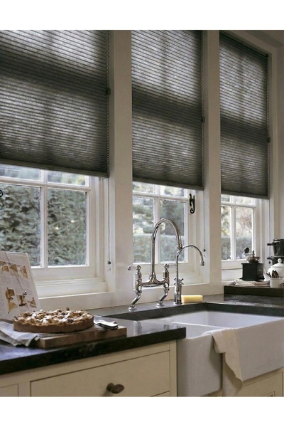 ROO PERDE ANTRASİT PLİSE PERDE CAM BALKON PERDESİ