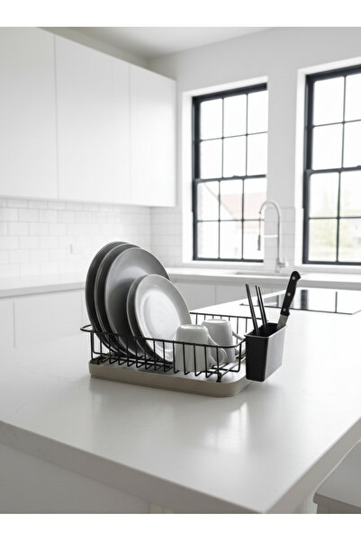 NTC METAL SİYAH Paslanmaz Bulaşıklık Kurutma Bulaşık Sepeti Tabaklık & Kaşıkl...