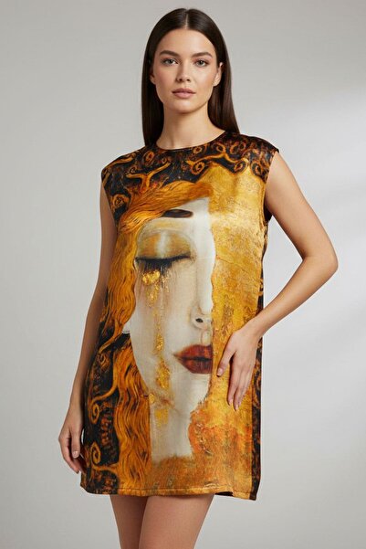 Deriderim Γκουστάβ Κλιμτ «Γυναίκα που κλαίει» Τέχνη με τύπωμα Μεταξωτό φόρεμα