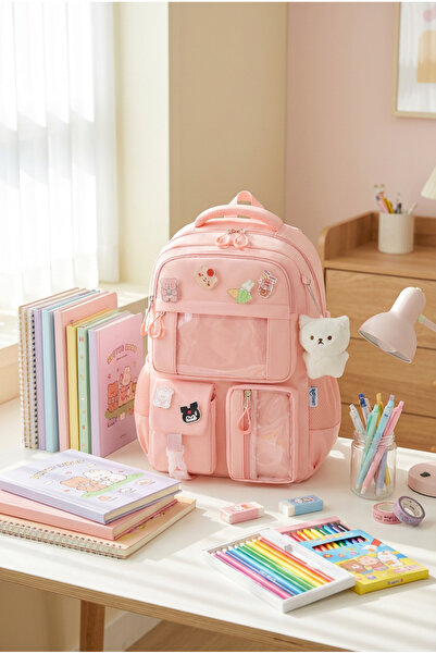 Roomys Kawaii Plus Yeni Sezon Üst Kalite Kore Tipi Aksesuarlı Sırt Çantası Ok...
