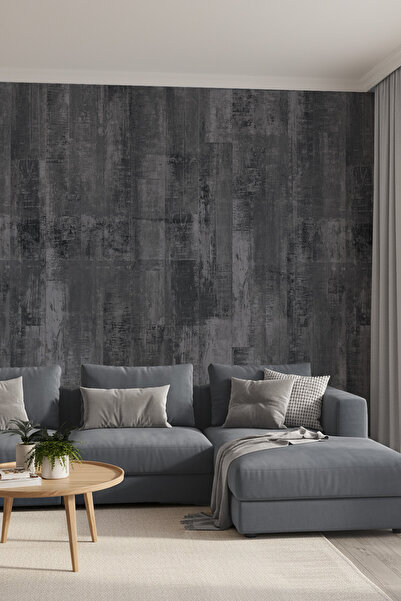 dreamwall Siyah Ahşap Desenli Isı Ve Ses Yalıtımlı Sağlıklı Tekstil Duvar Kağıdı