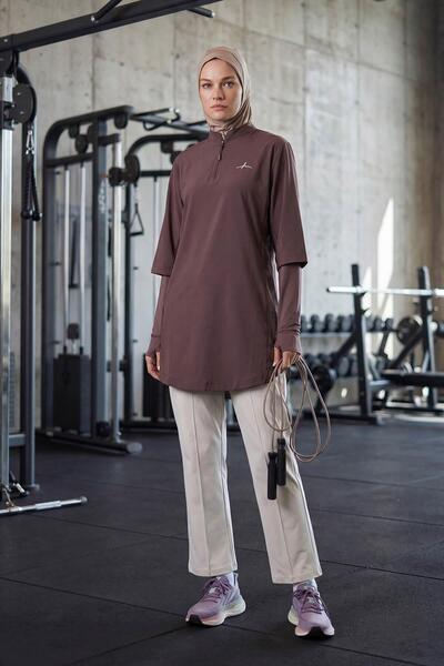 Haşema Active H-Per Fit Lazer croială Detailed Purple Tesettür Antrenament To...