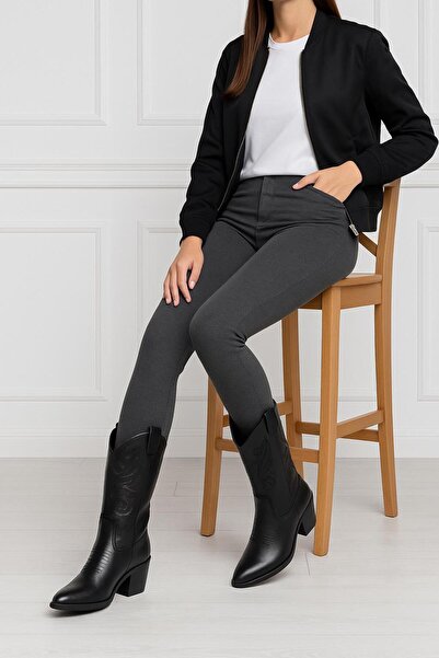 37Numara BÜYÜK NUMARA KADIN KOVBOY BOT 41-42-43-44-45-SİYAH