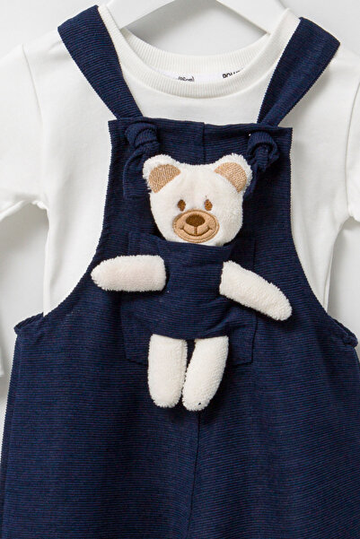 Pollito Unisex En Çizgi Fitilli Teddy Oyuncaklı 2'li Salopet