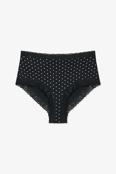 Penti Schwarzes, bequemes Baumwoll-Slip-Höschen mit hoher Taille