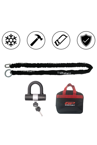 GP KOMPOZİT Universal 1.7 mt 10 mm Kesilmez Motosiklet Zinciri ve Kilidi