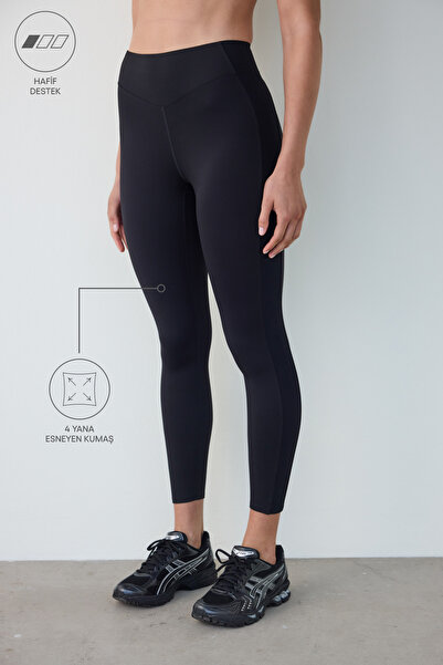 Penti Schwarze, leicht unterstützende Leggings mit hoher Taille und gerippten...