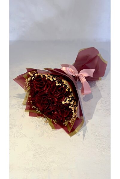 Çiçek Atölyesi 7’li Bordo Solmayan Gül Buketi – Sevgiliye Özel, Şık Ambalajlı...