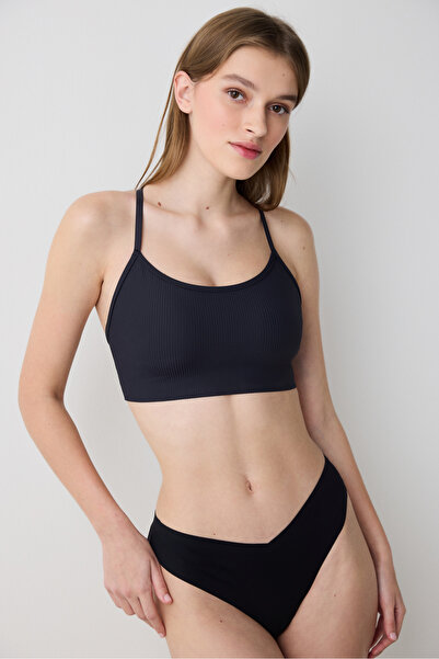 Penti Schwarzes, geripptes Micro Bonding-Oberteil