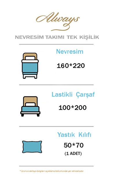 Always Çarşafı Lastikli Tek Kişilik Nevresim Takımı Royal