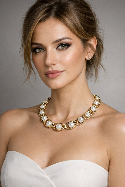 Solare Accessories Zincir Halkalı İnci Kolye