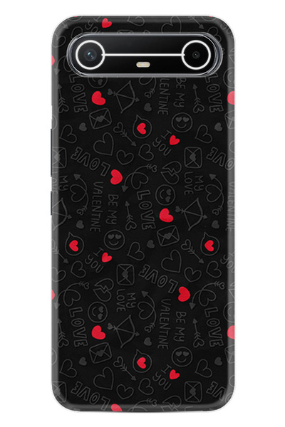 TECNO Spark Slim (KM9) Kılıf Boutique Baskılı Resimli Siyah Kalp ve Ok Pcode ...