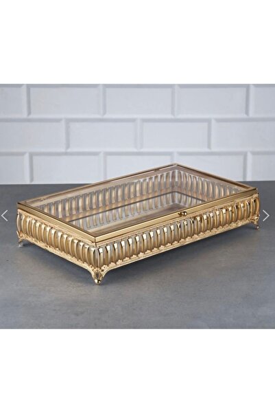 Rüyam Glassware صندوق مجوهرات شوكولاتة مستطيل الشكل متوسط الحجم من هوريم بغطا...